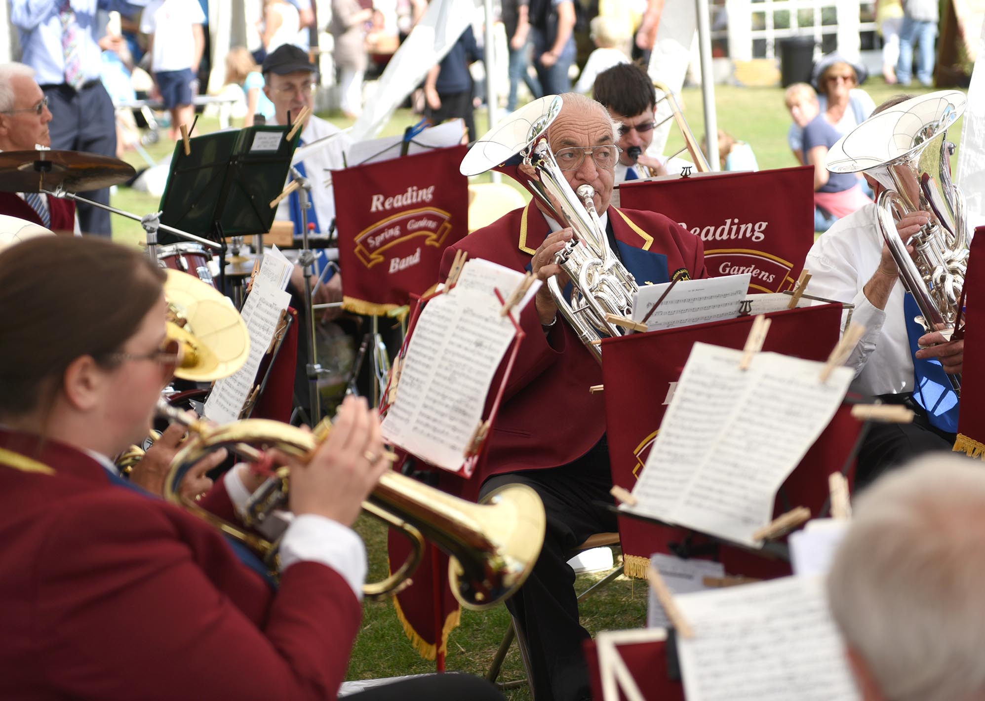 Band performing at a horticultural society event